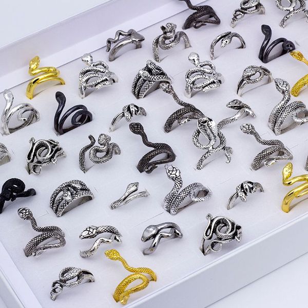 20pcs anillo de serpiente ajustable anillos de mujer rings hombres joyas punk schmuck accesorios góticos que coinciden con el día de San Valentín al por mayor