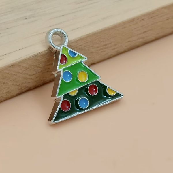 50 pièces alliage émail arbre de noël pendentif à breloque pour la fabrication de bijoux à bricoler soi-même Bracelet collier accessoires bijoux A-059