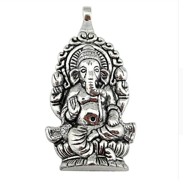 20 pièces alliage Religion thaïlande Ganesha bouddha éléphant Antique argent pendentif à breloques pour collier à faire soi-même résultats de fabrication de bijoux 62x32mm