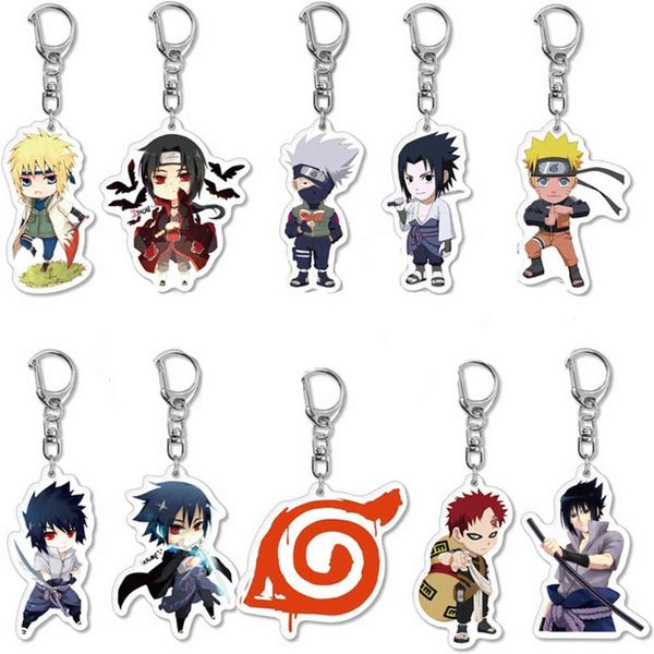 20 pièces beaucoup Anime dessin animé porte-clés acrylique Uchiha Sasuke Double face Transparent porte-clés bijoux pour les Fans cadeaux H1126276b