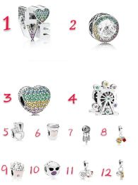 20 stks anker Statue of Liberty Ferris Wheel Love Cup Charm Silver European Charms Bead Fit armbanden Diy Wedding Jewelry Accessories LL