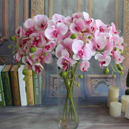 20Pcs Kunstmatige Mot Vlinder Orchidee Bloem Phalaenopsis Display Nep Bloemen Trouwzaal Home Decor 8 Colors239y