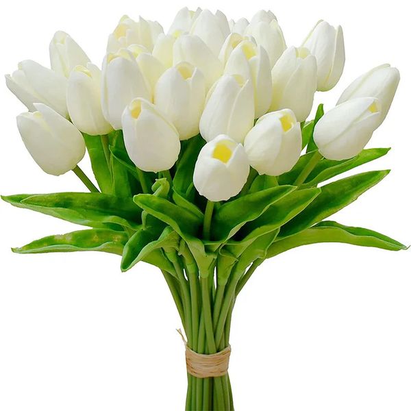 20 pièces tulipes artificielles fleurs Pu sensation réelle tulipe fausse fleur en soie décoration de jardin de mariage décor à la maison fête 240322