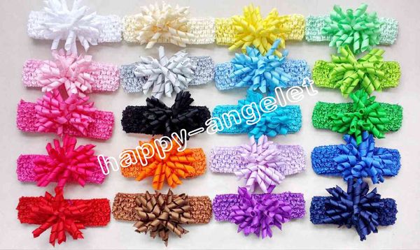 Bébé Baptême Gaufre Crochet Bandeau Corker Arcs Fleurs Pince À Cheveux barrettes Fille Korker Bandeaux De Cheveux Femmes Bandeaux 20pcs PD011