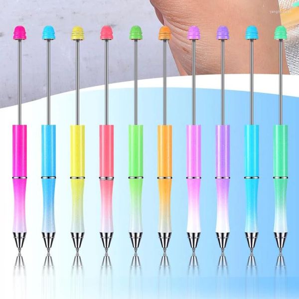 Stylos à perles en plastique créatif, 20 pièces, vente en gros, stylo à bille imprimable, perlé, cadeau pour étudiants, fournitures de bureau, vente en gros