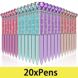 20pcs Big Crystal Diamond Styding Rinasiers Ballpoint Pen Black Ink Ball Styds Student School Office Supplies 240430