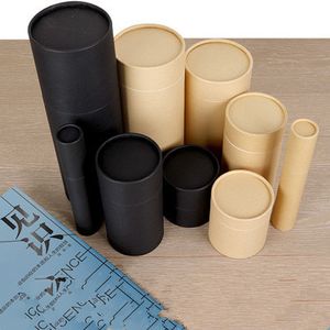 20 pcs Noir Kraft Papier Carton Bidon Cylindre Pot Rond Bouteille Emballage Cadeau Boîte Carton Tube CX220323