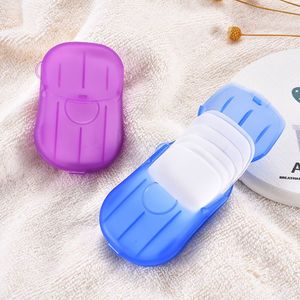20pcs/box Portable Travel Soap Paper Disposable Mini Anti Dust Washing Hand Bath Cleaning Boxed Foaming Camping Bathroom Clean Scented Soaps