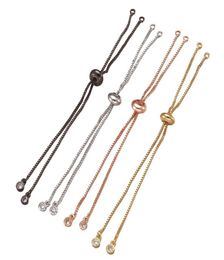 20pcs Chaînes de bracelet réglables en laiton Bracelets de curseur à carreaux