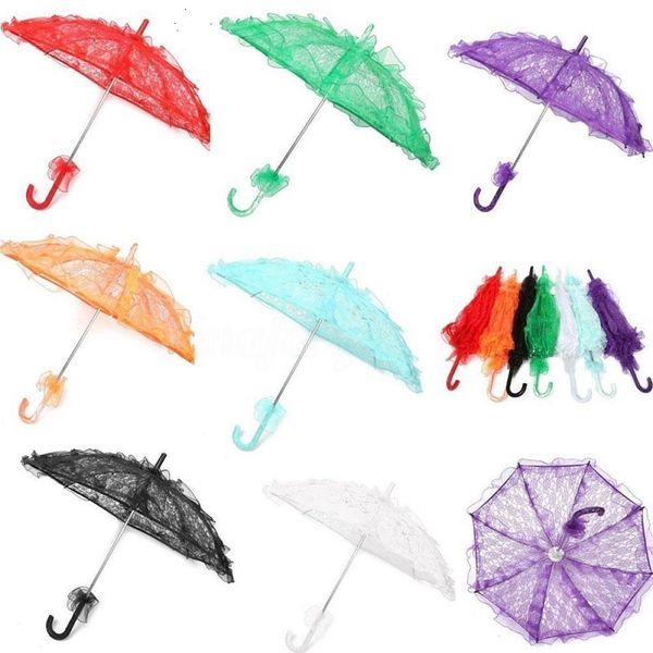 20pcs Bridal dentelle parapluie 10Couleurs élégants Mariage Parasol Craft Embrya 56 * 80cm Pour Show Party Décoration Photo Props Umbrellas Garden Tools