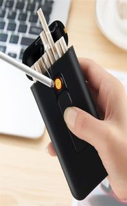 Boîte d'étui à cigarettes de capacité de 20 pièces avec briquet électronique USB pour cigarette mince étui à cigarettes étanche allume-plasma T200111154421