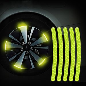 20 pièces voiture moyeu de roue pneu jante bandes réfléchissantes autocollant lumineux pour la conduite de nuit accessoires de style de voiture
