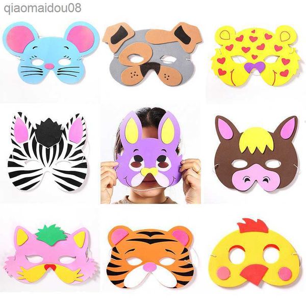 20pcs Cartoon Animal Masque Photo Props Enfants Fête D'anniversaire Décor Jungle Safari Thème Zoo Articles De Fête Enfants Cosplay Dress-Up L230704