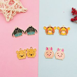 Breloques en métal et émail, animaux de dessin animé, joli singe, cochon, petit ours, pendentifs, boucles d'oreilles en alliage, accessoires de bijoux, 20 pièces