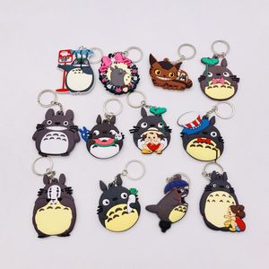 20 piezas personaje de dibujos animados Totoro llavero 3D doble cara llavero PVC Anime figura anime japonés llavero chico juguete llaveros titular baratija regalo bolsos Accesorios