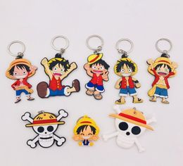 20pcs Cartoon Designers Figure One Piece Keychain Soft PVC 3D Double côté anime chaîne Key Key Ring Kids Trinket Key Holder Party G4956259