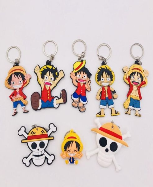 20pcs Cartoon Designers Figure One Piece Keychain Soft PVC 3D Double côté anime chaîne Key Key Ring Kids Trinket Key Holder Party G7893224