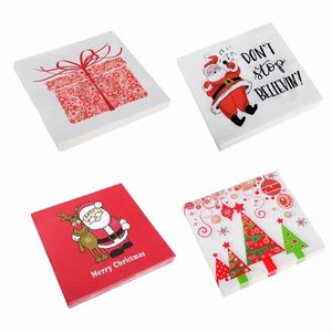 20 -stks kerst Napkin Navidad Santa Claus Tree Sneeuwvlok papier Decoraties voor Home Natal Table Decor Noel Y201020