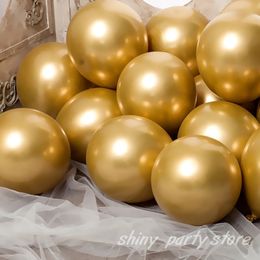 20pcs globos metálicos cromados Decoración de fiestas de cumpleaños de boda Baby Shower Gold Silver Red verde azulado Purple 240514