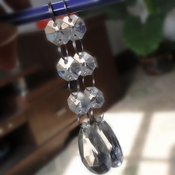 20pcs Crystal Crystal acrylique Octogonal Garland Chaîne Garland avec un pendentif en larme pour le lustre de mariage lampe de Noël décoration de fête d'arbre de Noël