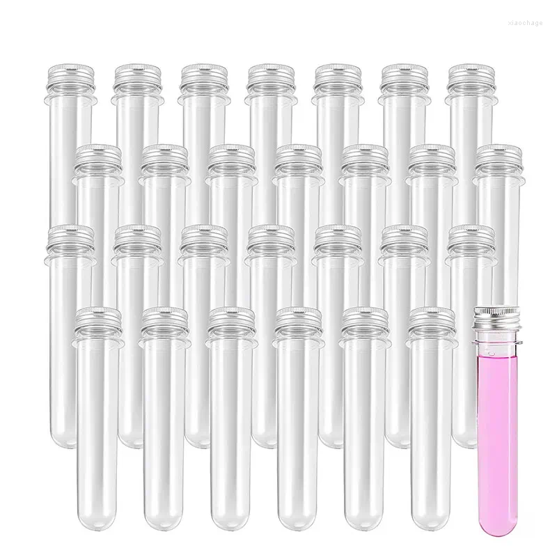 20Pcs Clear Plastic Test Tubes With Lids 40ml Candy Tube Organizer Leak-Proof Caps Container For Sample Bath Salt
