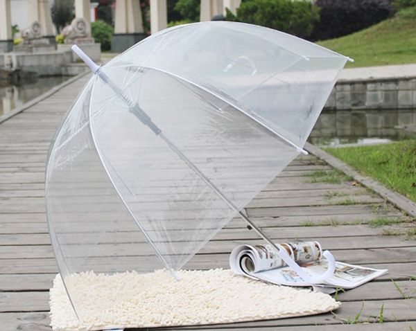 10 Uds transparente burbuja cúpula profunda lluvia paraguas Gossip Girl resistencia al viento seta paraguas forma decoración para fiesta de boda