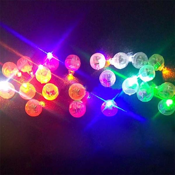 20 Pcs Coloré Rond Mini Led RGB Flash Ball Lampe Mettre en papier Lanterne Ballon Lumières Pour Noël Décoration De Fête De Mariage 211216