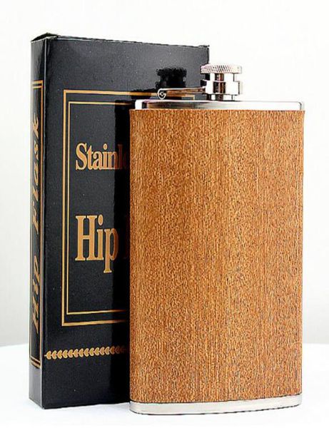 Flacon de hanche créatif en acier inoxydable de 8 Oz, 20 pièces, bouteille de whisky en bois, de vin, d'alcool rétro, Flagon de poche avec boîte pour cadeaux 1160087