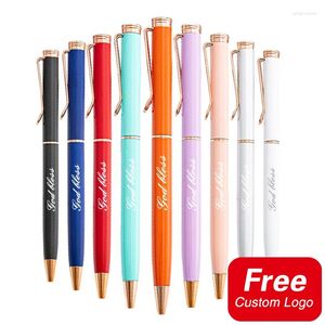 Stylos à bille en métal avec Logo personnalisé, 20 pièces, gravé avec nom, cadeaux publicitaires, accessoires de bureau, papeterie, vente en gros