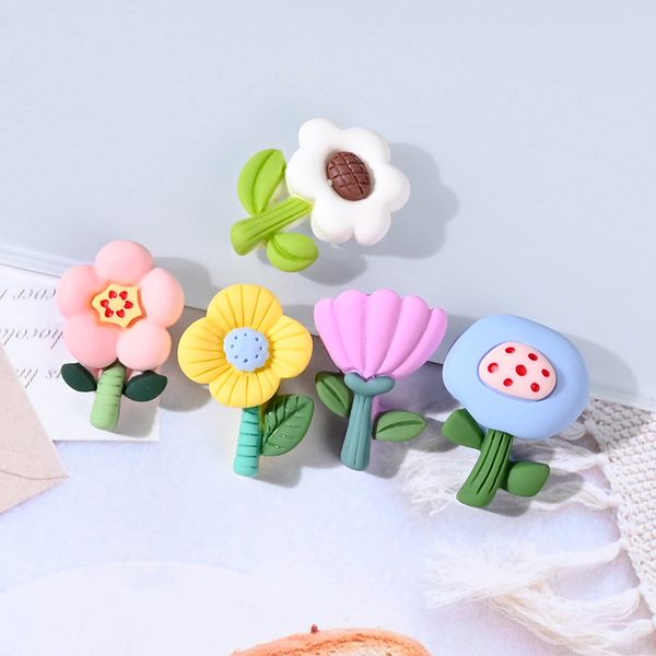 20 Stück niedliche Cartoon-Botanik-Blume Eatage Flatback-Harzkomponenten Dekor DIY Bastelbedarf Telefonschale Patch Kunst Kinder Haarschmuck Brosche Materialien