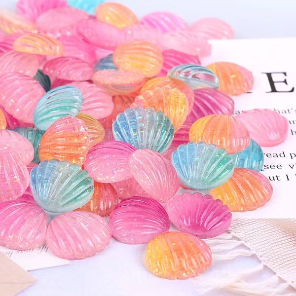 20 pièces mignon Kawaii multicolore plaqué perles composants coquilles dos plat résine coquillage pour bricolage bijoux faits à la main artisanat décoration accessoire