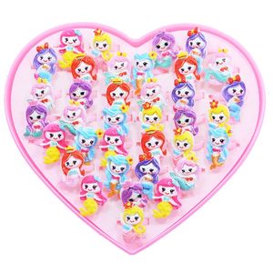 20 stks Leuke Eenhoorn Shining Zeemeermin dier Prinses Ring Meisje Kinderen Cartoon Vinger decoratie Ring Party Gift 240312