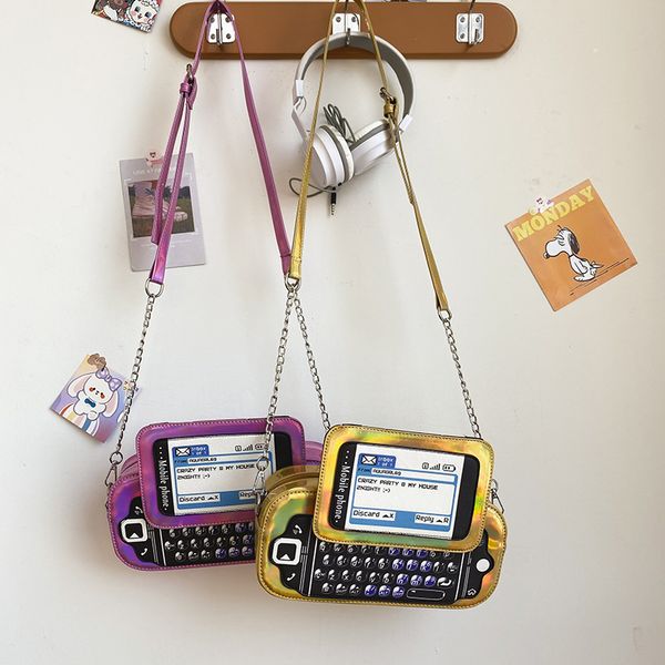20 pièces DHL Laser PU pochettes pour téléphone portable simulation amusante créative sac à bandoulière pour clavier complet