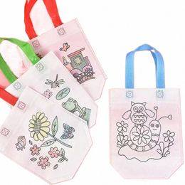20pcs sacs de coloriage bricolage avec marqueurs sacs de cadeaux de fête d'art de carnaval pour enfants sacs de rangement de magasin de tissu écologique mini n-tissé Z4A7 #