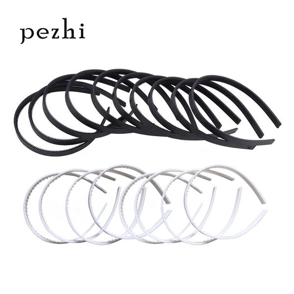 20 piezas DIY diadema ABS 10mm 15mm chica paso diente plástico semiacabado HairHoop dentado cabeza de plástico hebilla blanco negro LJ201226