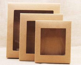 20 stks diy papieren doos met venster WhiteBlackKraft Paper Gift Box Cake Packaging For Wedding Home Party Muffin Packaging7720592