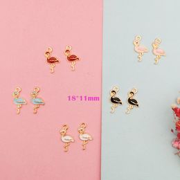 Mini Flamingo -vormige email Charms Metal Hangers DIY Earring Bracelet Sieraden Accessoires Geschenk