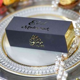 20pcs Eid Mubarak Cake Favor Boxes Laser Cut Candy Chocolates Gift Box Happy Eid Muslim Party Decor 210402