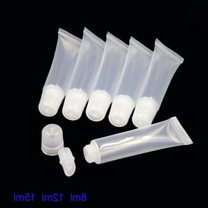 Kpilx 20pcs vides tubes de brillant à lèvres conteneur emballage cosmétique en plastique souple transparent 8 ml 12 ml tube de brillant à lèvres à presser de voyage PE couvercles brillants Kpilx