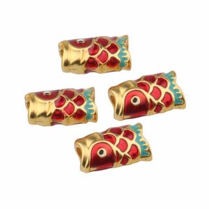 Perles d'espacement de poisson en émail, 20 pièces, breloques pendentifs pour Bracelets, fabrication de bijoux