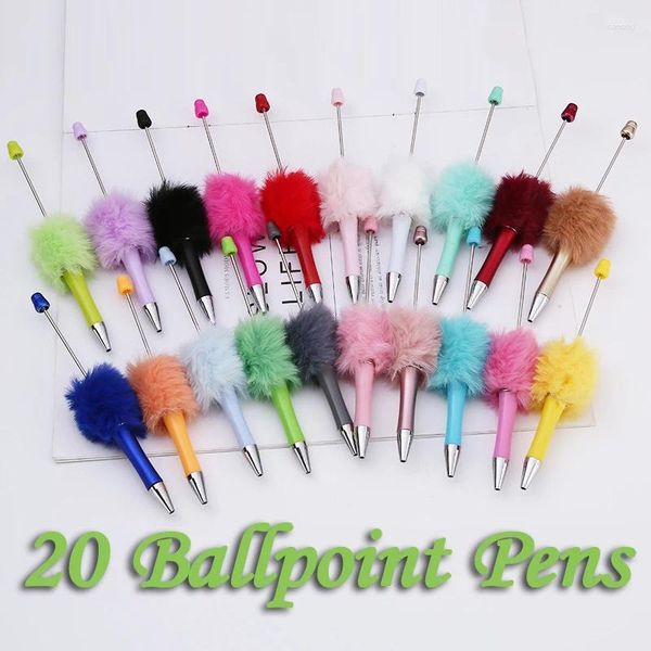 20pcs EST Color Creative Plush Bolden Pen Pen Regalo de bricolaje para suministros de oficina de estudiantes