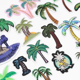 20-stcs Flamingo kokosnootboomvlakken borduurwerk voor t-shirt naa-aan Appliques kleding jeans stickers willekeurige diy kinderpatches