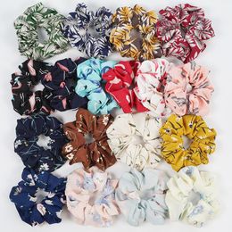 Floral Flamingo Solid Houndstooth Design Dames Haar Tie Accessorios Scrunchie Paardenstaart Haarhouder Touw Scrunchy Basic Hair Band 20PCS FJ3351