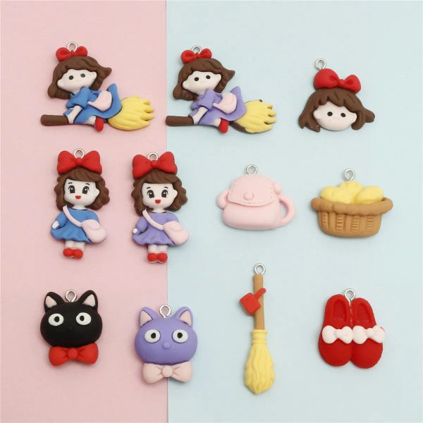 20pcs Flying Witch Cat Bag Charmes Resin pour le collier Bracelet Diy Pendants Boucles d'oreilles