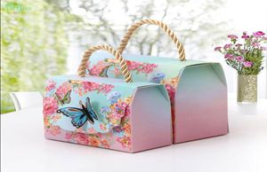20pcs Sacs-cadeaux avec des poignées Fleurs papillon desserses Boîtes de bonbon en papier Decoration Marriage Beau Cadeau enveloppant1120859