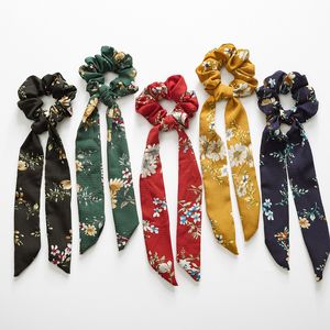 20 pièces fille imprimer fleur écharpe chouchous élégants liens en caoutchouc queue de cheval bandes élastiques accessoires de cheveux pour les femmes
