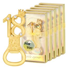 Lot de 20 ouvre-bouteilles dorés pour 18e anniversaire, cadeaux de 18e anniversaire, cadeaux de fête avec strass et forme de couronne pour fête de mariée