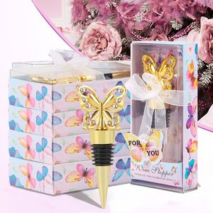 20pcs Gold Butterfly Wine Stopper mariage Favors Bridal Down Birthday Gifts événement Party Favors Anniversary Giveaways