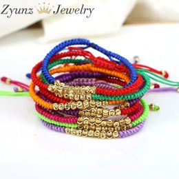 20 pièces couleur or perles de cuivre corde fil chaîne tressé Bracelet hommes bijoux cadeaux 240315