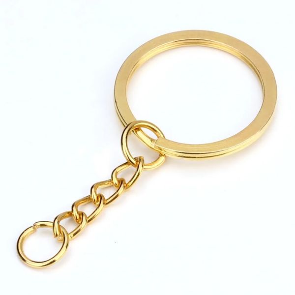 20pcs Gold Color Key Chain Ring Bronze Rhodium 28 mm de long Keyrings fractionnés ronds de long pour les bijoux de bricolage fabriquant en gros 240425